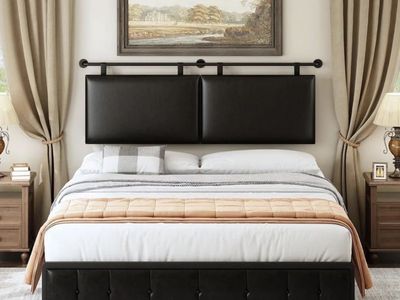 Brand New-King Black Leather Headboard With Wall M