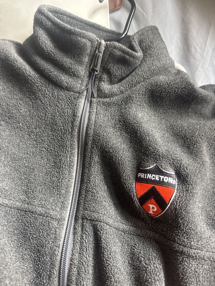 Men's Columbia Princeton University Gray Full-Zip Fleece Jacket - Embroidered Shield Patch - Size Medium