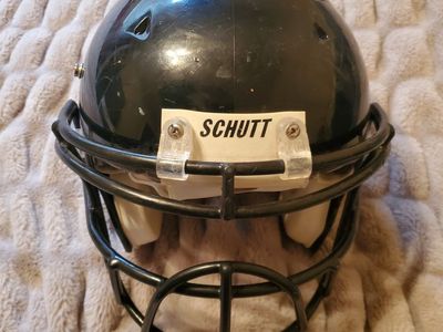 Dark blue Schutt football helmet