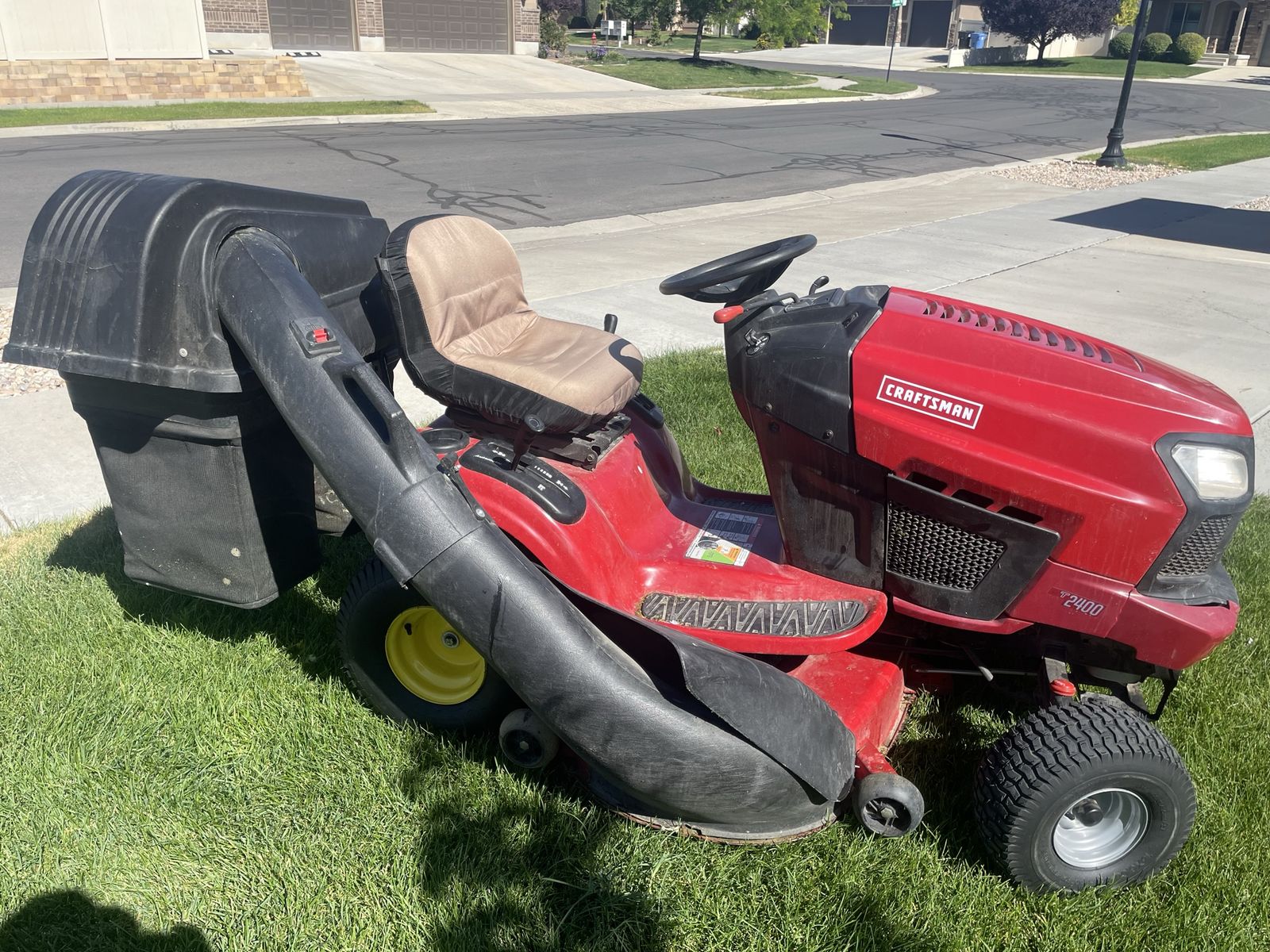 Craftsman T2400 Riding Lawn Mower w/ Bagger Attachment