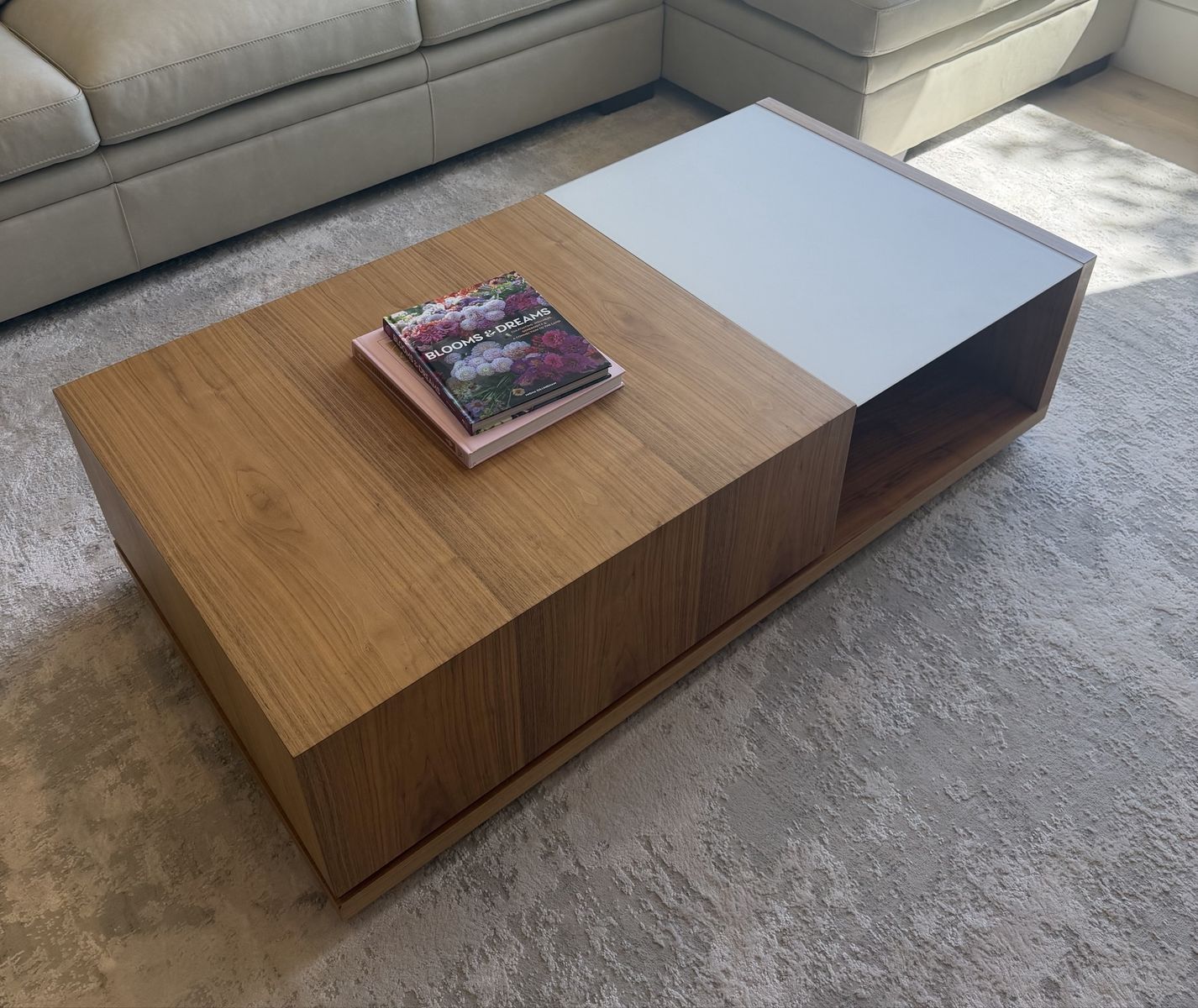 Coffee Table Walnut Wood w/ White