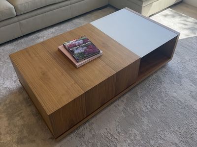 Coffee Table Walnut Wood w/ White