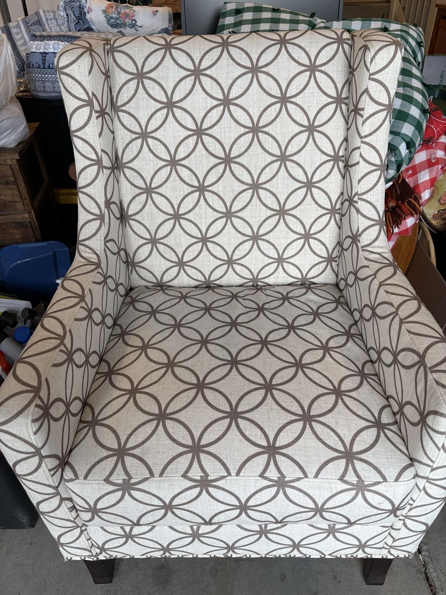 Wingback Accent Chair - Geometric Pattern, Armchair, Upholstered Living Room Furniture