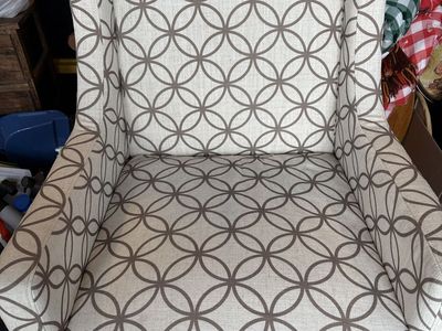 Wingback Accent Chair - Geometric Pattern, Armchair, Upholstered Living Room Furniture