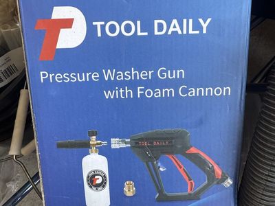 Tool Daily Pressure Washer Gun with Foam Cannon & 5 Nozzle Tips - M22 14mm/15mm Coupler, New