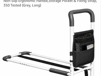 Adjustable Bed Assist Rail - Safety Guard Rail with Storage Pocket