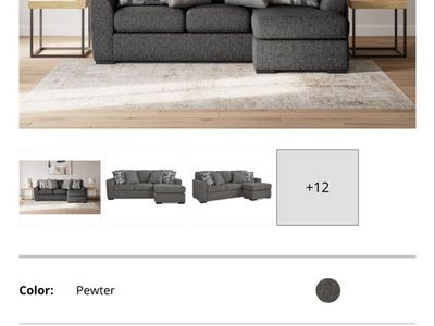 Ashley Furniture Pewter Gray Sectional Sofa with Reversible Chaise - Excellent Condition