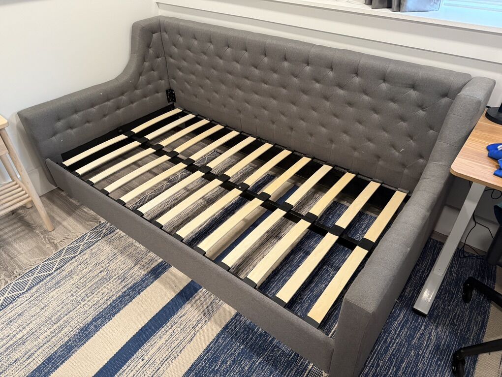 Gray Upholstered Twin Day Bed Frame