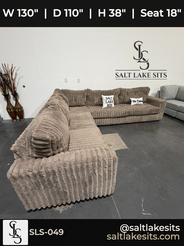 Custom Utah-Built Sectional — Minky Corduroy