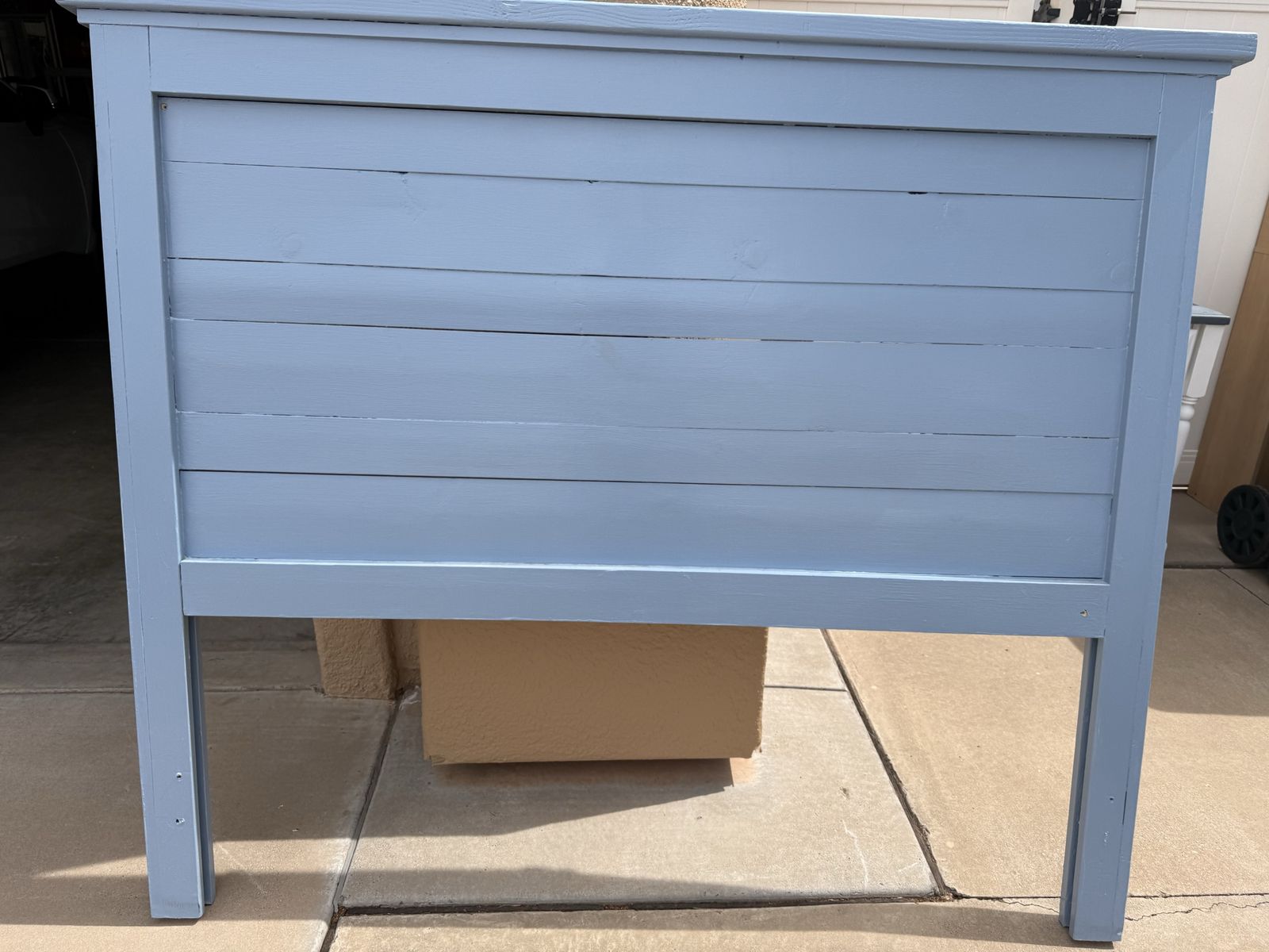 Light Blue Wood Headboard - Full/Queen Size, Modern Farmhouse Style, Good Condition