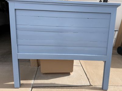 Light Blue Wood Headboard - Full/Queen Size, Modern Farmhouse Style, Good Condition