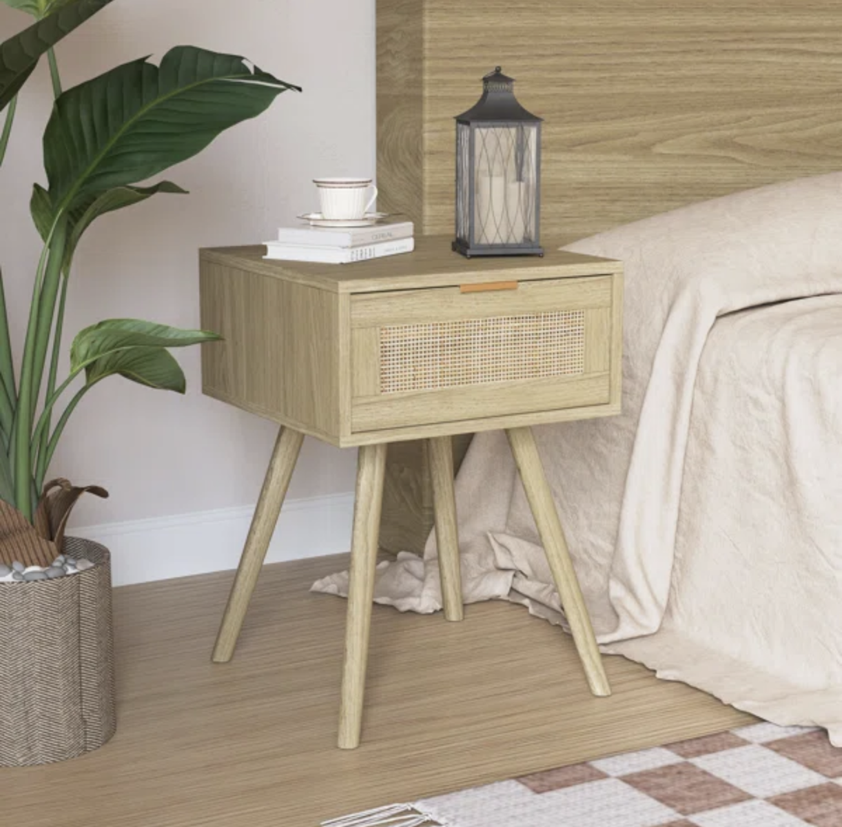 Mid Century Modern Beige Nightstand