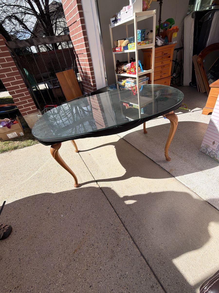 solid Wood Table With Glass Top