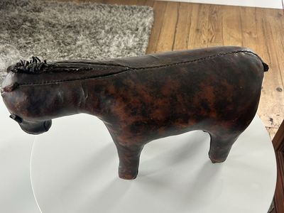 Abercrombie Leather Figural Donkey Footstool