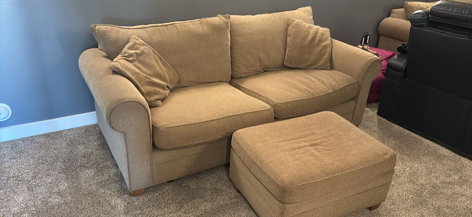 Couch loveseat and ottoman