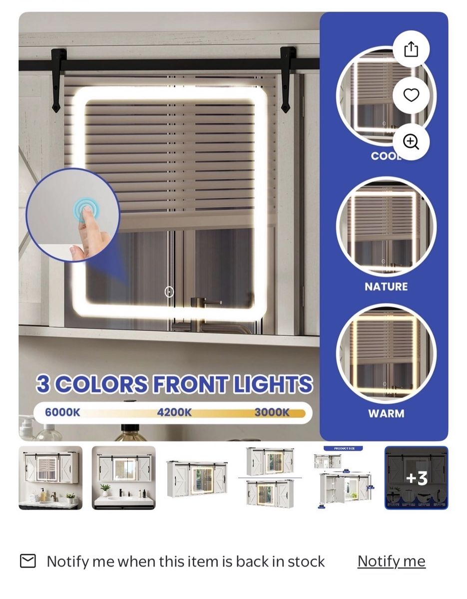 Sliding barn door cabinet with built-in LED