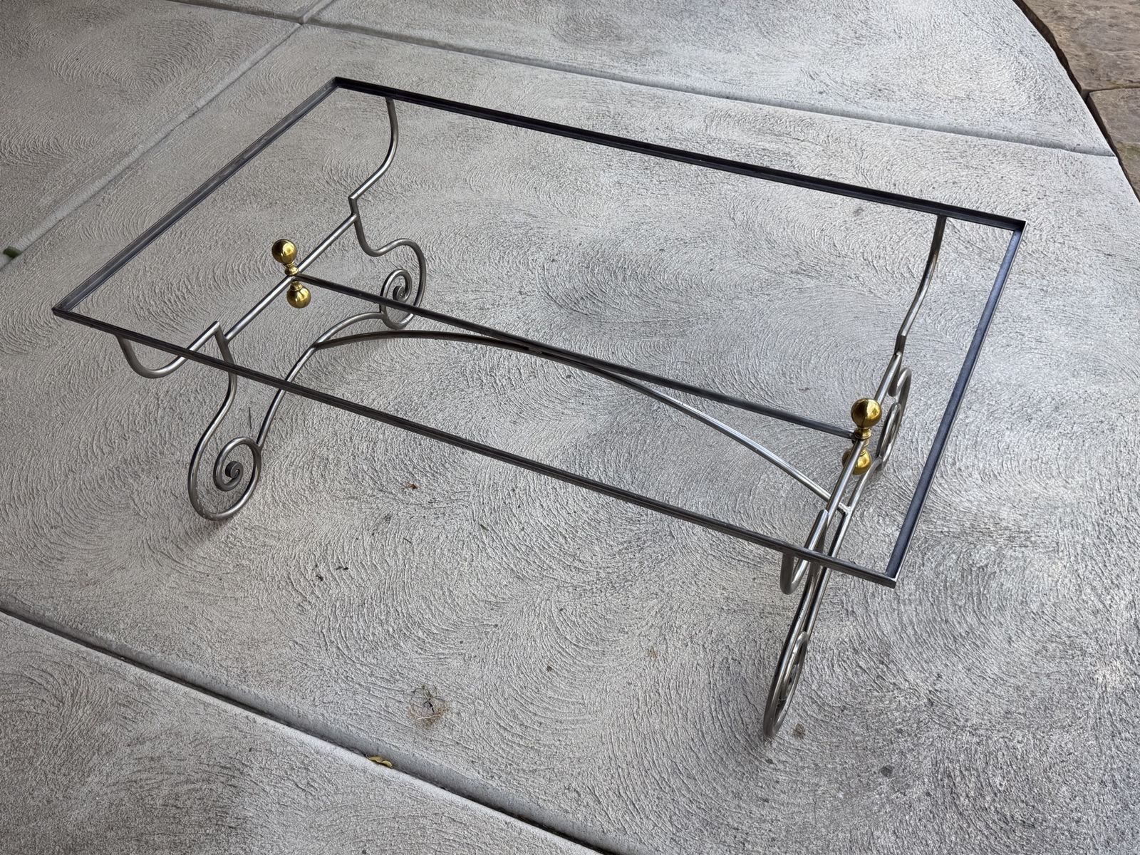 Wrought Iron and Brass Coffee Table Frame