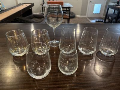 Assorted Stemless & Stemmed Wine Glasses - Set of 8 with Unique Designs