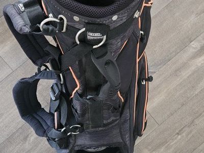 OGIO Golf Stand Bag Black Grey Orange Trim Dual Strap Stand Mechanism 8-Way Top
