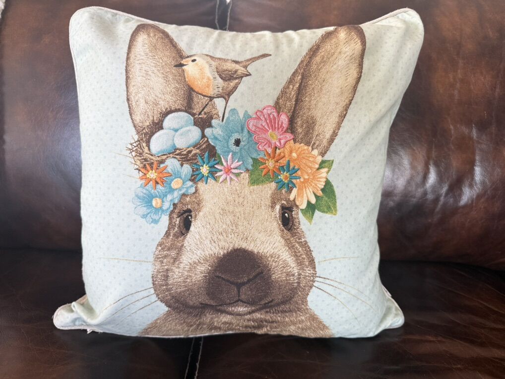 House & Garden Embroidered Bunny Pillow