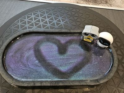 Handmade Resin Tray with Heart Design and Miniature Figures
