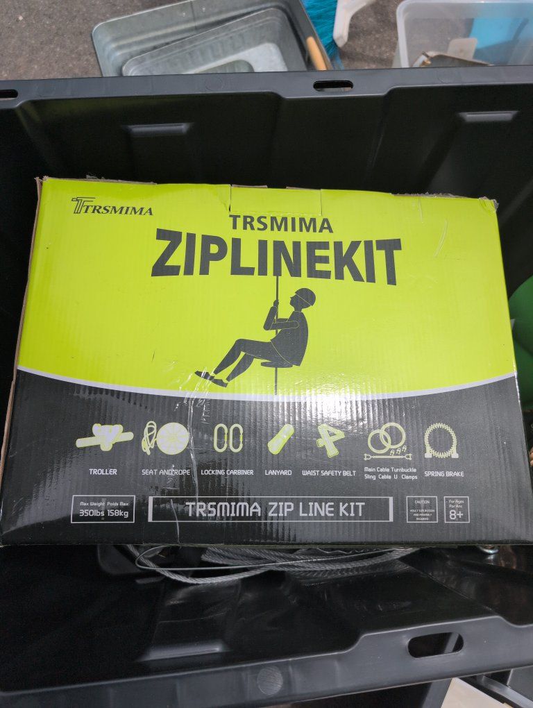 TRSMIMA Zipline Kit - 350lb Max Weight, Complete with Spring Brake & Safety Belt