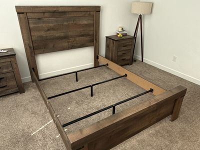 Queen wood bed frame/ headboard
