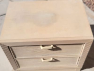 2 Small 2-Drawer Nightstands / End Tables - Light Wood Tone