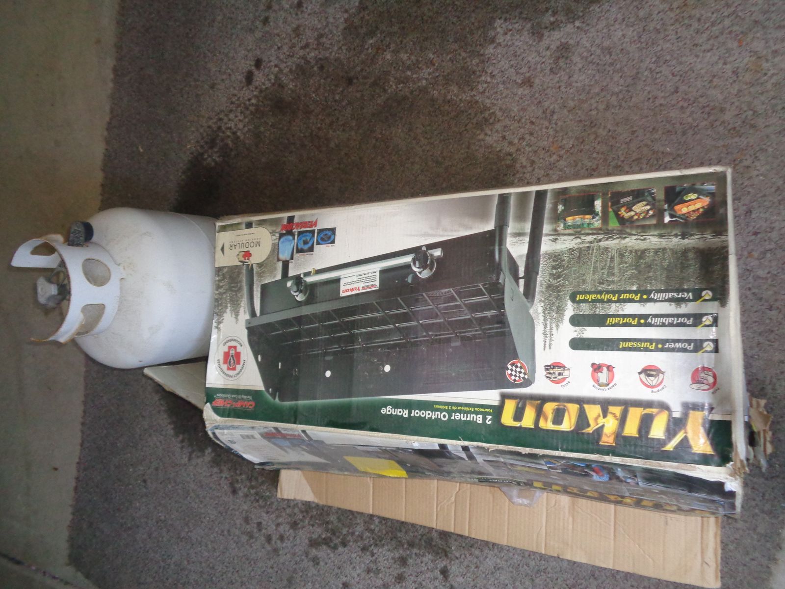 Yukon two burner propane camp stove with propane tank