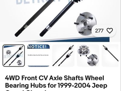 Detroit Axle 4WD Front CV Axle Shafts & Wheel Bearing Hubs for 1999-2004 Jeep Grand Cherokee