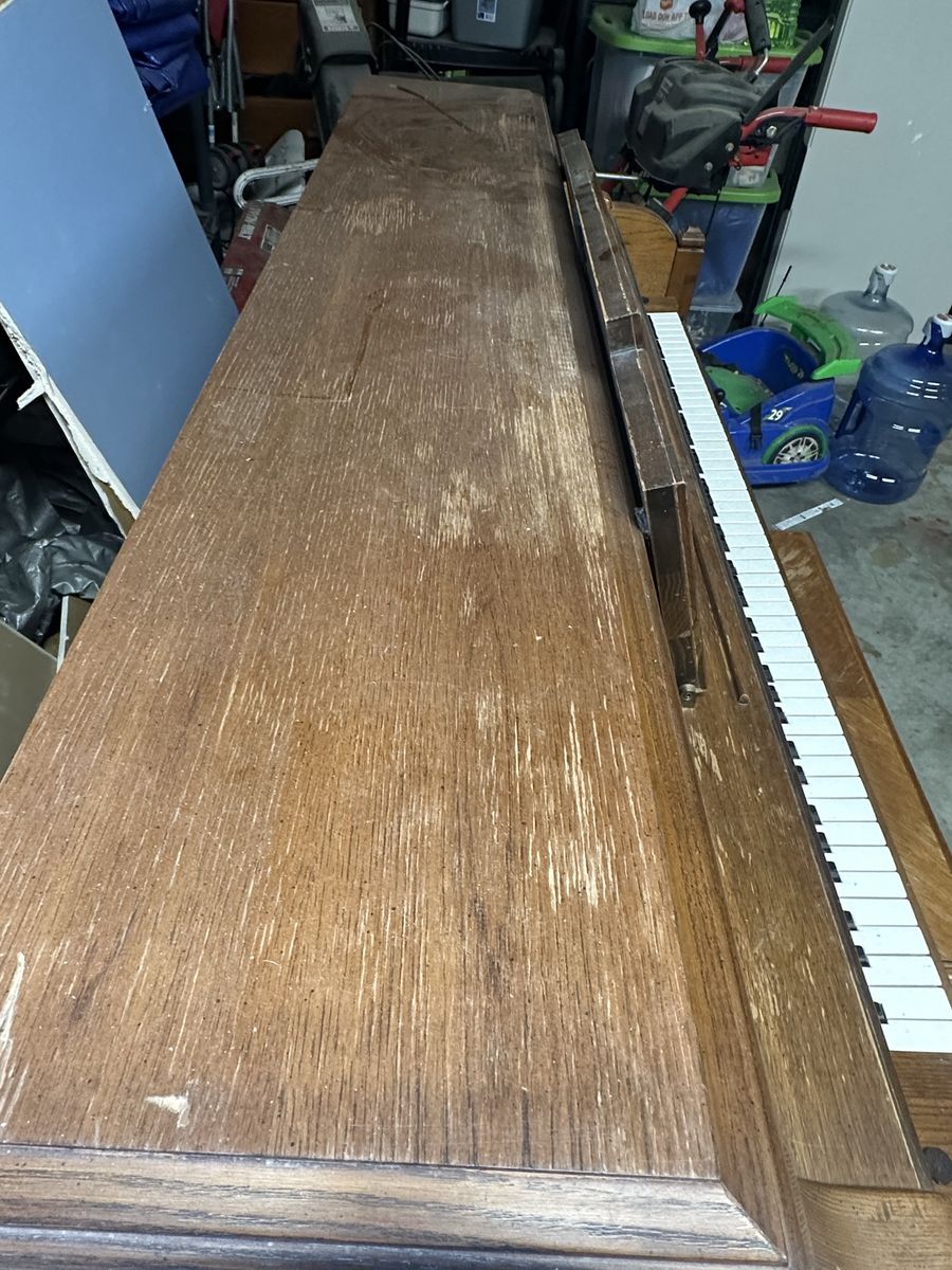 Vintage Upright Piano with Bench - Oak Wood Finish, Full Keyboard