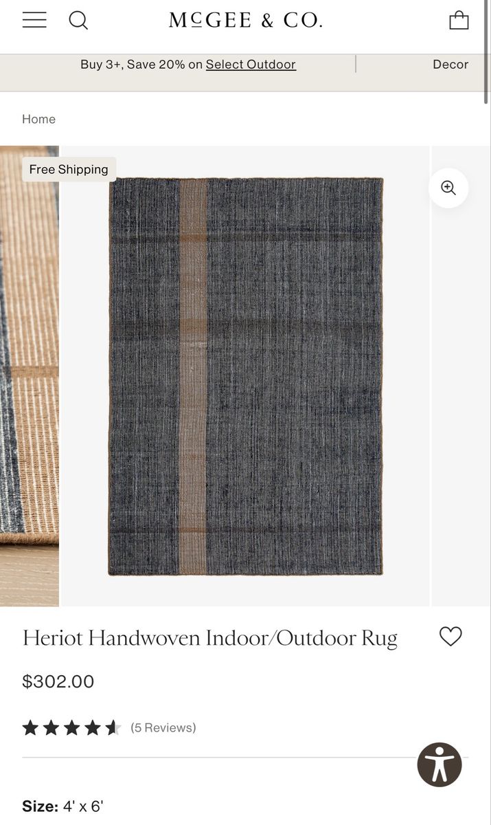 New McGee & Co. Heriot Handwoven Indoor/Outdoor Rug - 4' x 6' - Gray/Beige Striped
