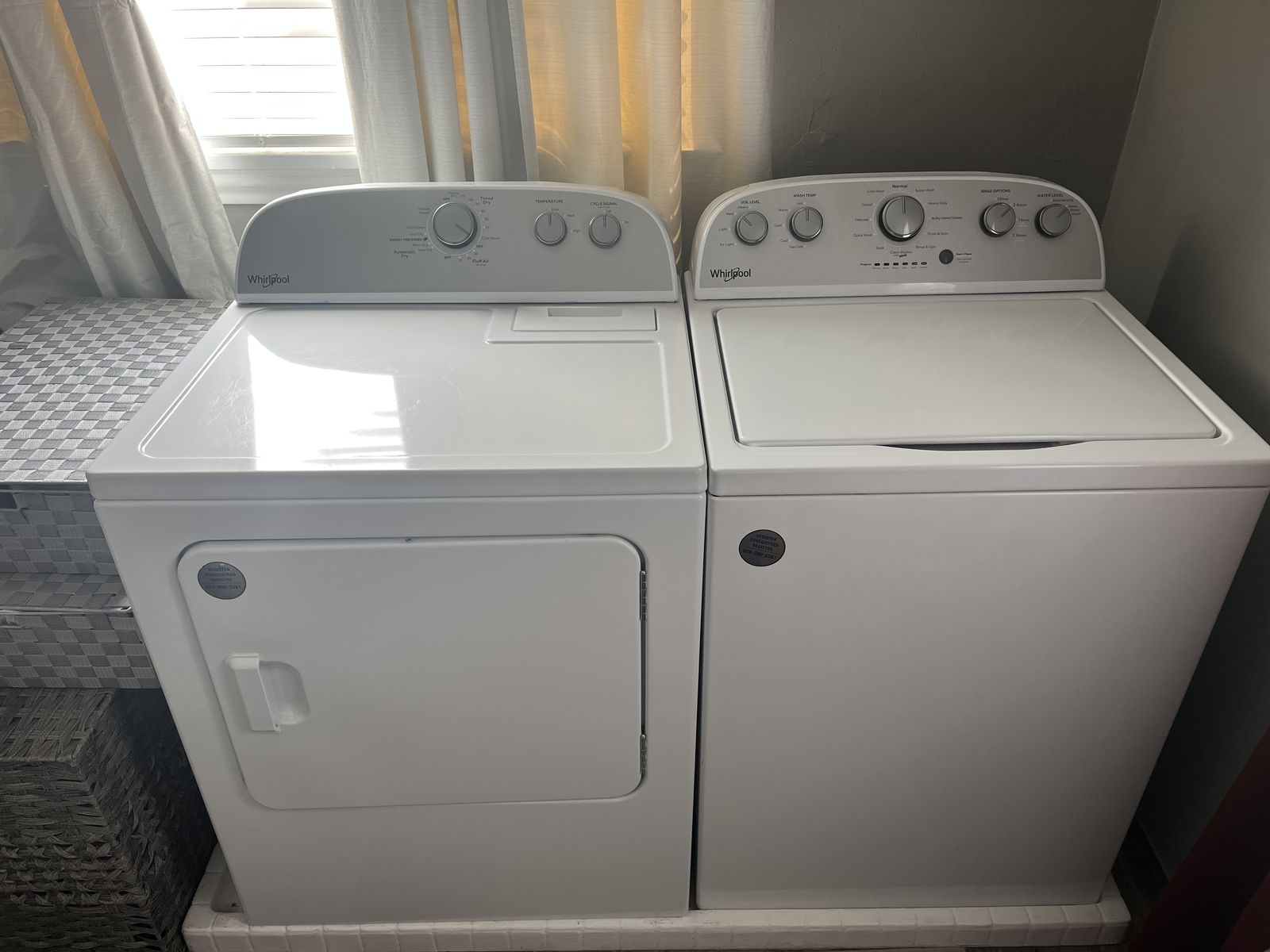 Whirlpool Washer & Dryer Set (Like New, 1 Year of Warranty Left). $800 or best offer.