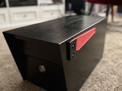 Black Steel MailBoss Locking Mailbox with Red Flag