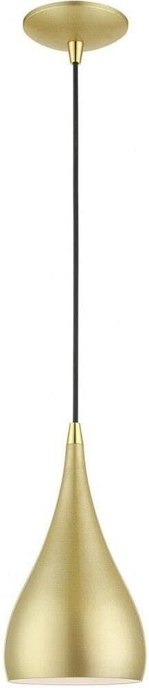 Livex Lighting Mini Pendant, Soft Gold with Polished Brass Accents