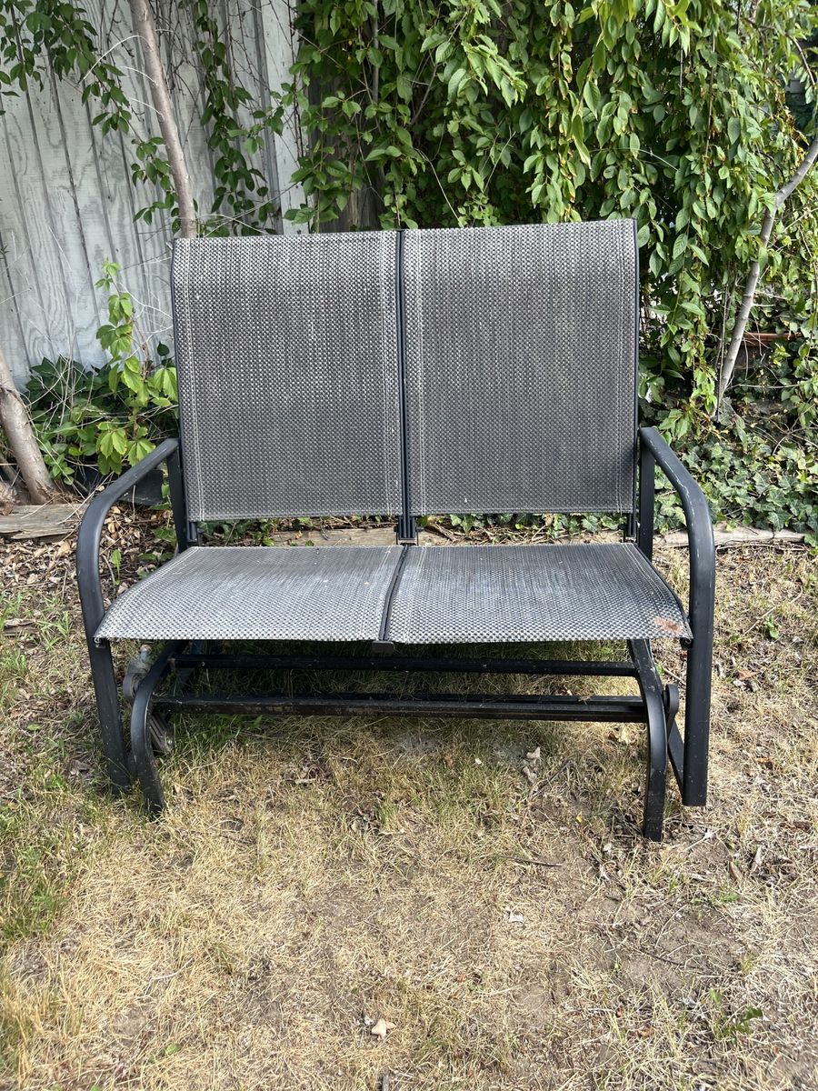 Outdoor Metal Frame Glider Loveseat Bench - 2-Person Patio Seating