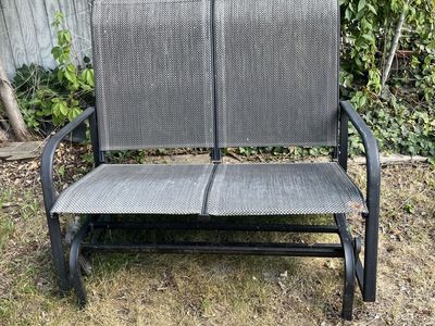 Outdoor Metal Frame Glider Loveseat Bench - 2-Person Patio Seating