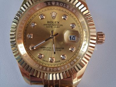 Gold Tone Rolex Oyster Perpetual Date Just with Diamond Accents - Brand New Replica