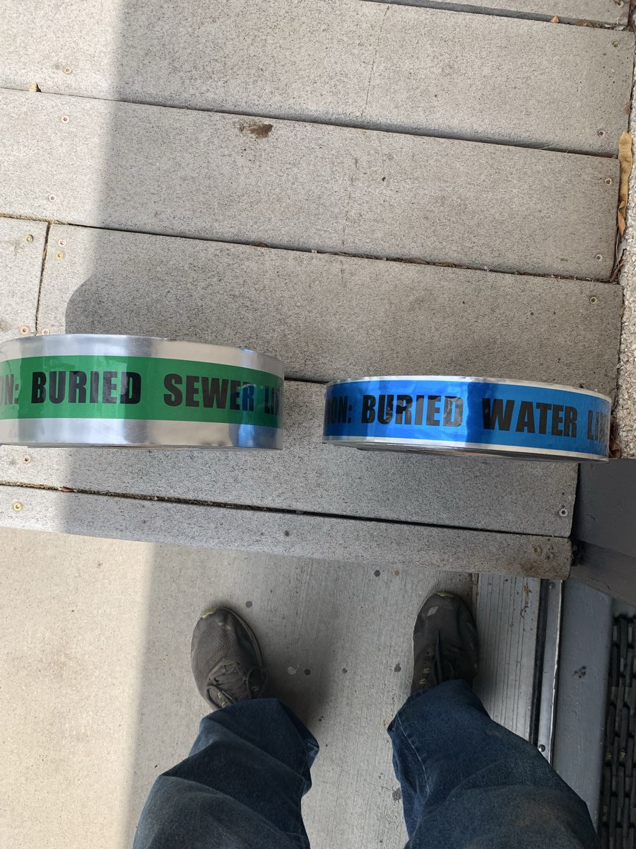 Buried Water & Sewer Line Marker Tape - 2 Rolls (Green & Blue)