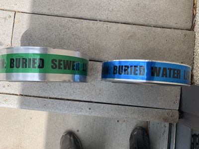 Buried Water & Sewer Line Marker Tape - 2 Rolls (Green & Blue)