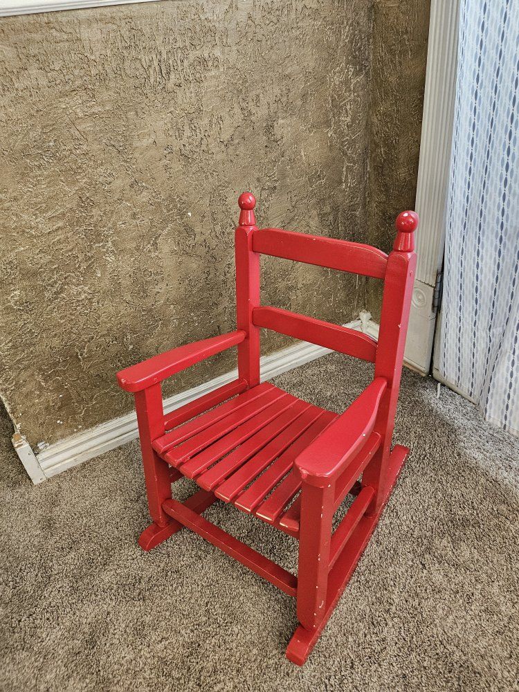 Kid's Red Wooden Rocking Chair - Classic Design