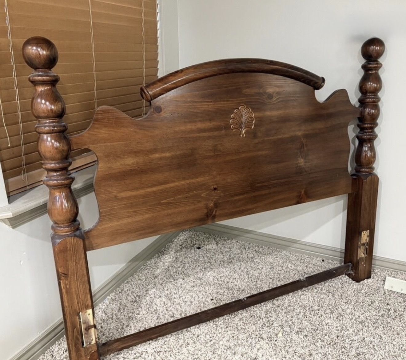 Solid Wood Queen Headboard, Box Spring And Rails