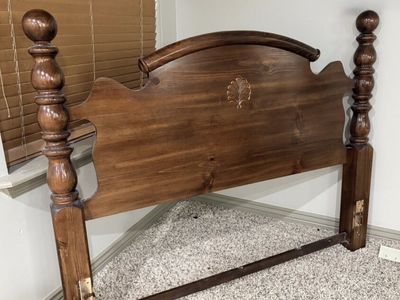 Solid Wood Queen Headboard, Box Spring And Rails