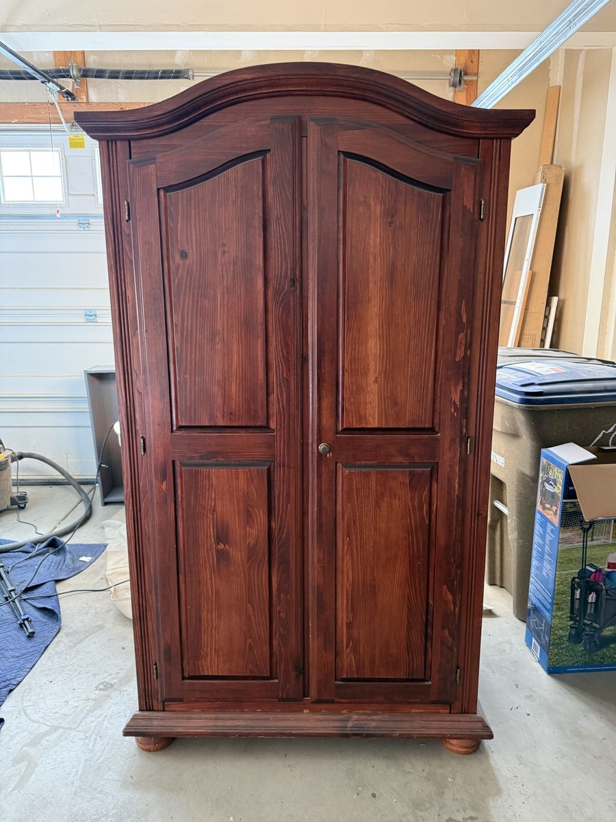 Solid Wood Arched Top Armoire Wardrobe