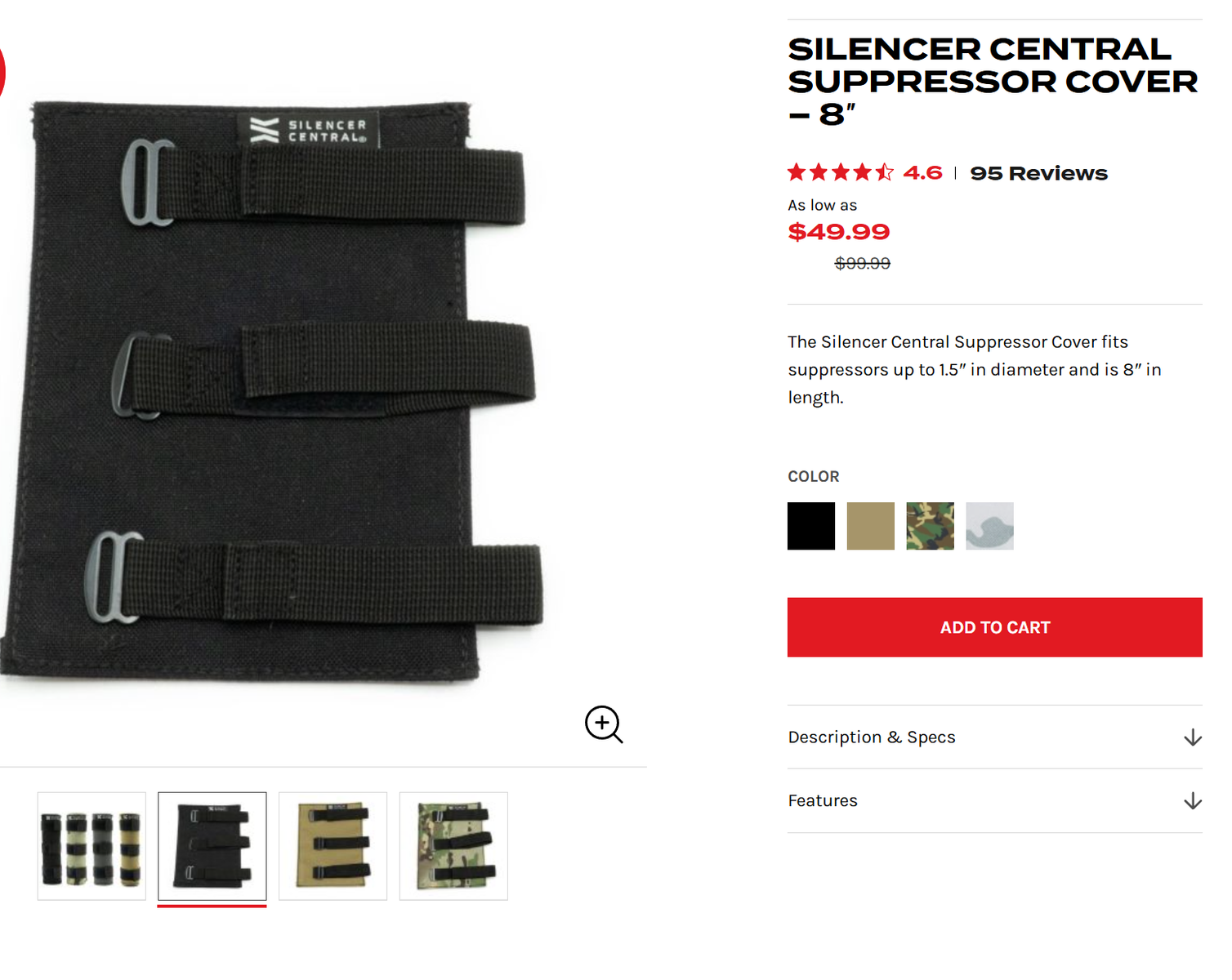 Silencer Central Suppressor Protector Cover - 8 inch Gold Standard Tactical Wrap