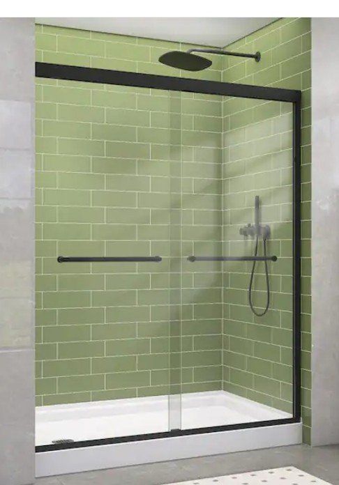 NEW IN BOX: Getpro 60" Deluxe Double Sliding Shower Door (Matte Black)