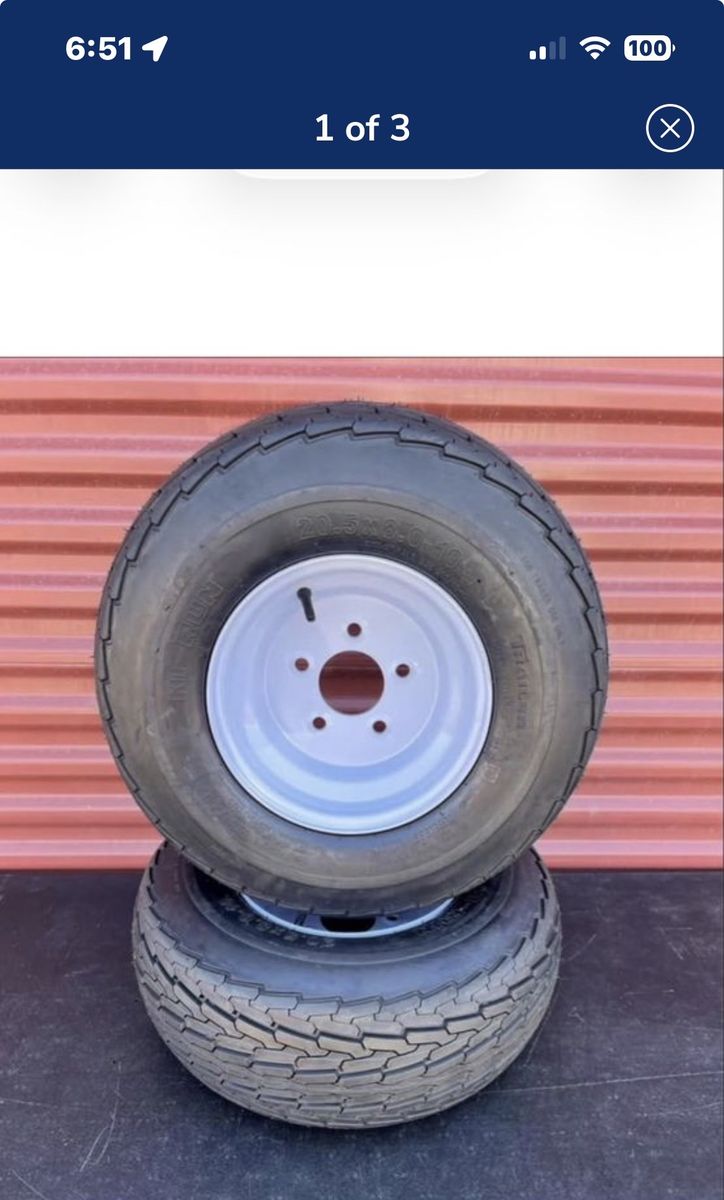 New Set of 2 Wanda ST 20.5 X 8.0- 10 Pontoon Boat / Snowmobile Trailer Tires Mounted on New Wheels 10 Ply 5 in 4.5