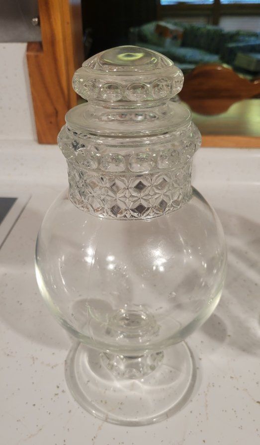 Vintage Clear Glass Apothecary Jar with Lid Decorative Storage