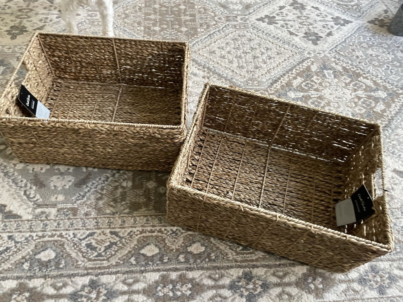 New set of 2 matching 18x13” good size multi-use woven baskets