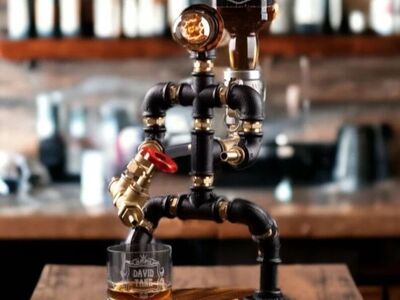Steampunk Whiskey Dispenser w/ Light + Valve